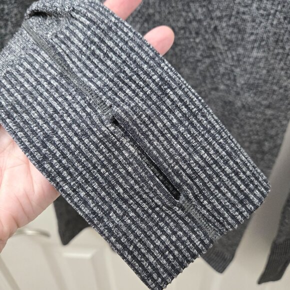 Lululemon Rest‎ Less Sweater Womens 4 Heathered black Thumb holes Running - Picture 4 of 9